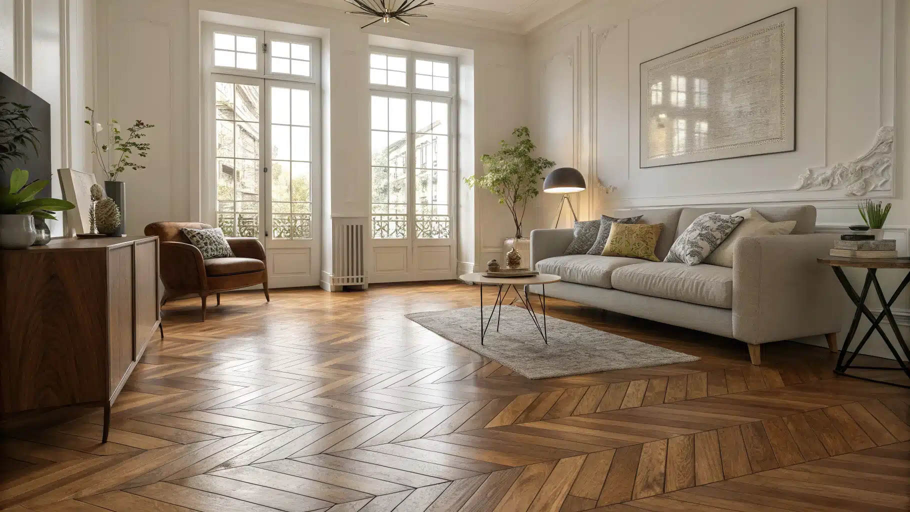 parquet dans le salon d'une maison